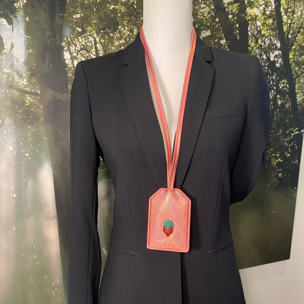 Kurt Geiger Metallic ID/Card Holder with Strawberry Detail, NWT No Box - Picture 2 of 7